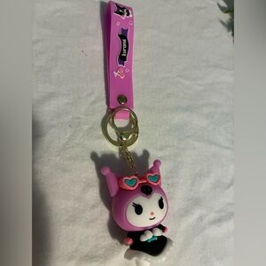Pink Kuromi Heart Sunglasses Keychain